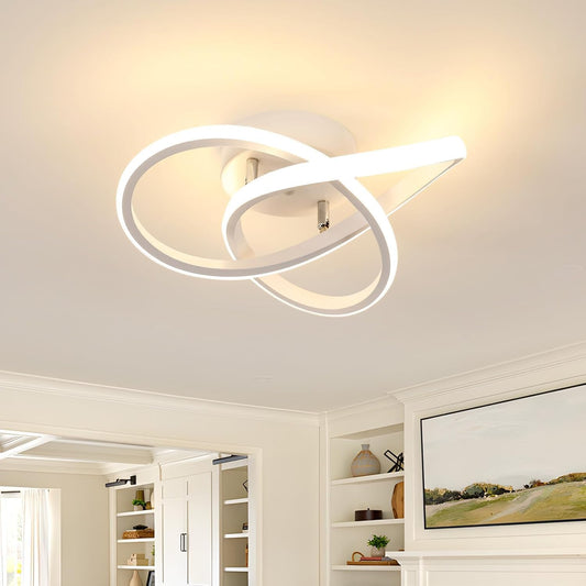 Plafoniera LED Soffitto, 30W 3300LM Lampada Da Soffitto Moderna, Luce Bianca Calda 3000K, Design Fiore Acrilico Lampadario LED Soffitto Bianco per Camera Da Letto Soggiorno Cucina