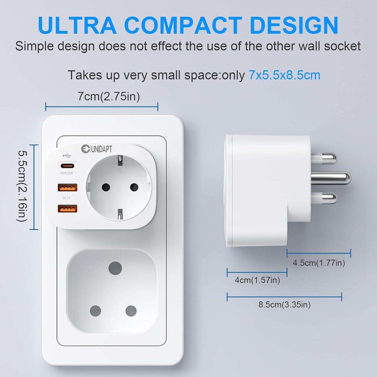 Adattatore Da Viaggio Dalla Germania Al Sud Africa, Adattatore Da Viaggio Tipo M Con 3 USB E 1 USB C Da 20 W PD, Adattatore per Presa Sudafrica, Namibia, Lesotho, Mozambico