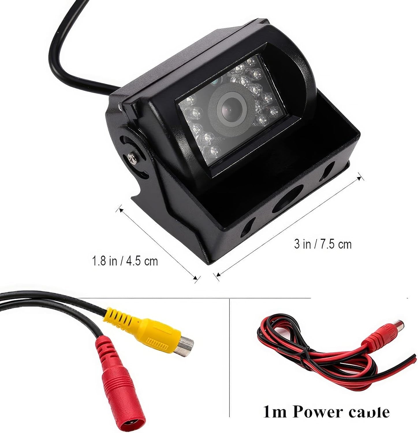Telecamera Di Retromarcia per Auto, Telecamera Di Backup HD 9V-36V, Telecamera CCD Con Vista Frontale Impermeabile per Camion Rimorchio Autobus, Con 18 LED a Infrarossi per Visione Notturna