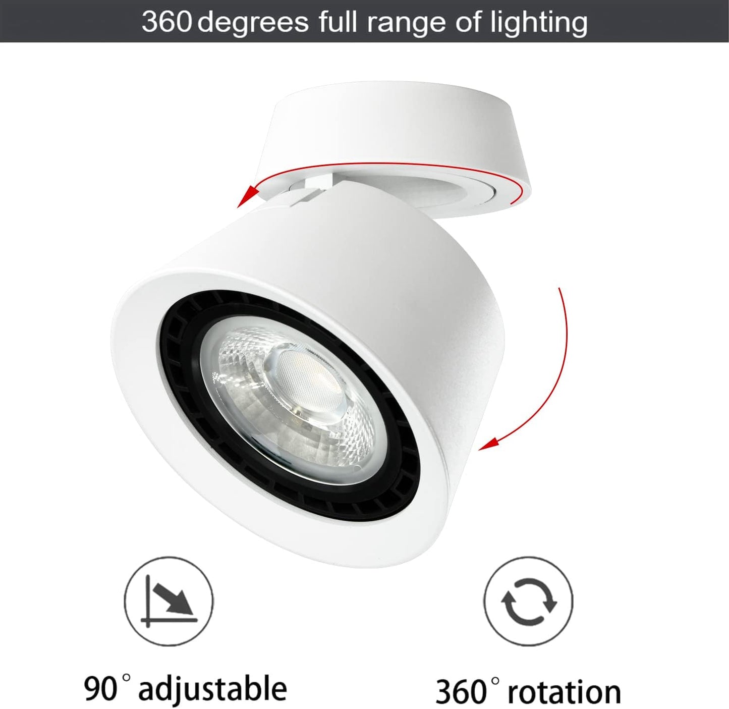 12W Plafoniera LED Soffitto Moderna Dimmerabile Faretti a LED per Interni Faretti LED Da Soffitto Orientabili Lampada Da Soffitto Rotondo Spot Da Soffitto Bianca Ruotata Di 360 Gradi