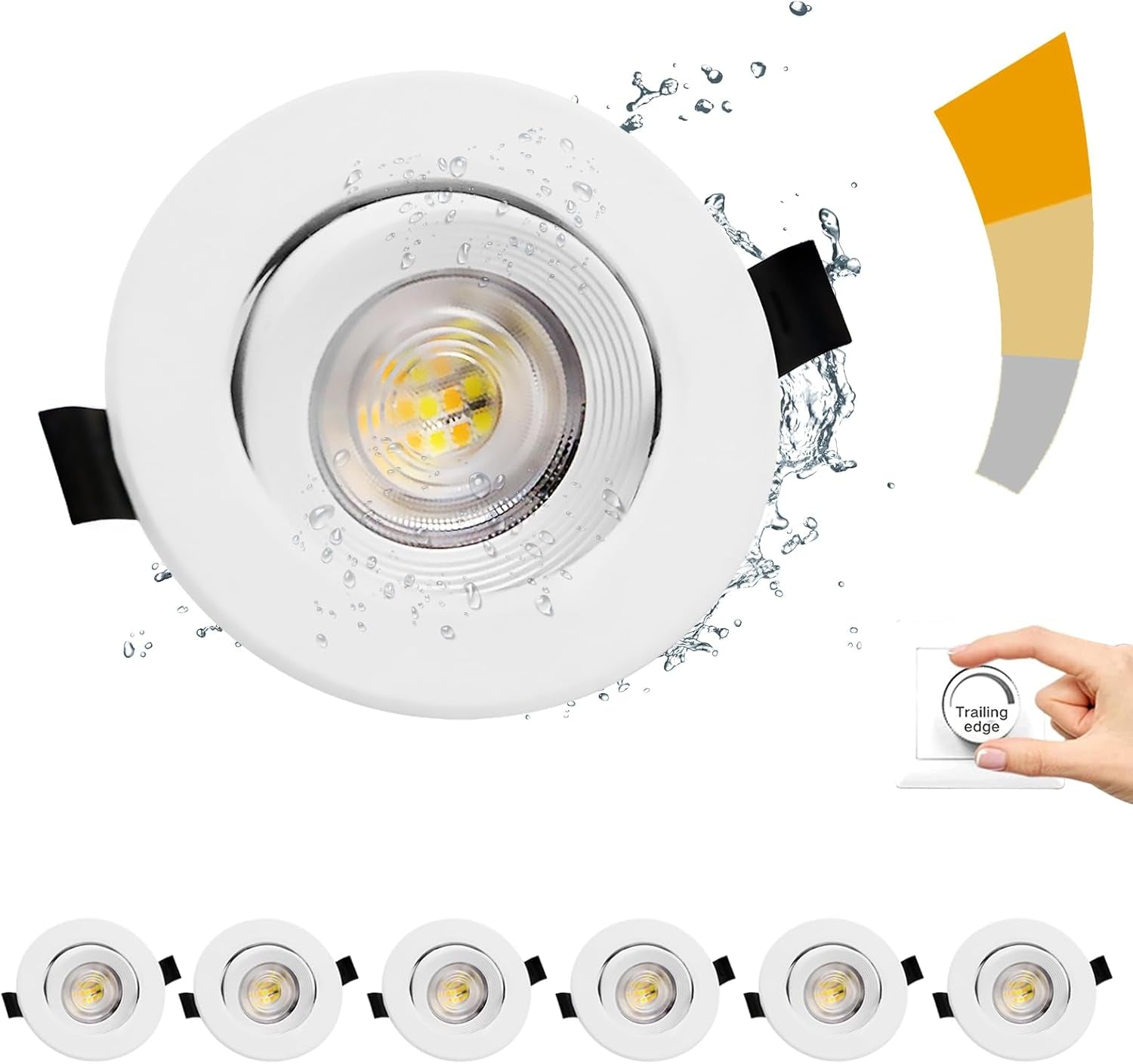 Faretti LED Da Incasso per Cartongesso,7W Dimmerabili 230V IP44 Luci Da Incasso, Faretto Led Incasso Dimmerabili 3000K 4000K 6500K,Orientabili a 45° Spot Led Incasso Para Bagno,Baño,Cocina, Set Da 6