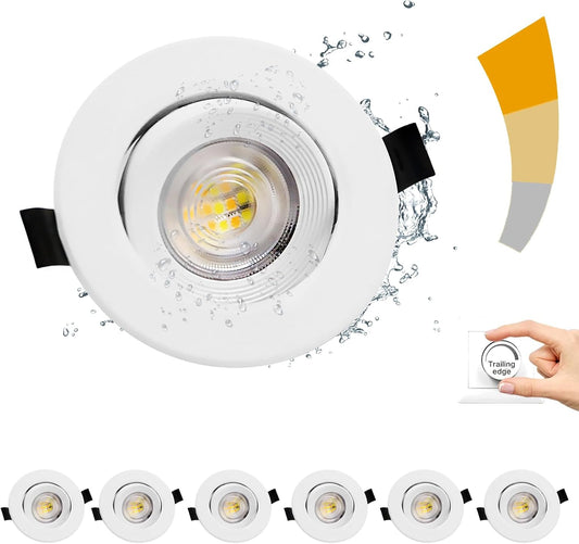 Faretti LED Da Incasso per Cartongesso,7W Dimmerabili 230V IP44 Luci Da Incasso, Faretto Led Incasso Dimmerabili 3000K 4000K 6500K,Orientabili a 45° Spot Led Incasso Para Bagno,Baño,Cocina, Set Da 6