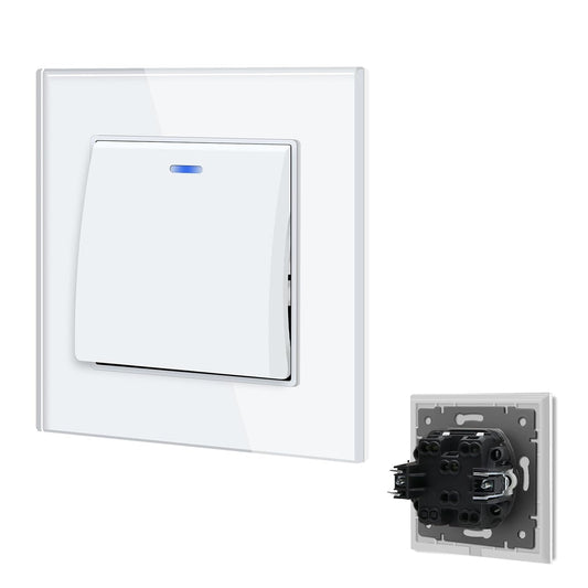Interruttore Della Luce Con Morsetto, Interruttore Della Luce Da Incasso, in Vetro, 1 Scomparto a 2 Vie, Interruttore Di Commutazione Con Spia a LED, Interruttore Da Incasso per Soggiorno,