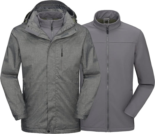 Giacca Da Sci Da Uomo 3 in 1, Impermeabile, per Neve, Pioggia, Invernale, Con Interno in Softshell Termico