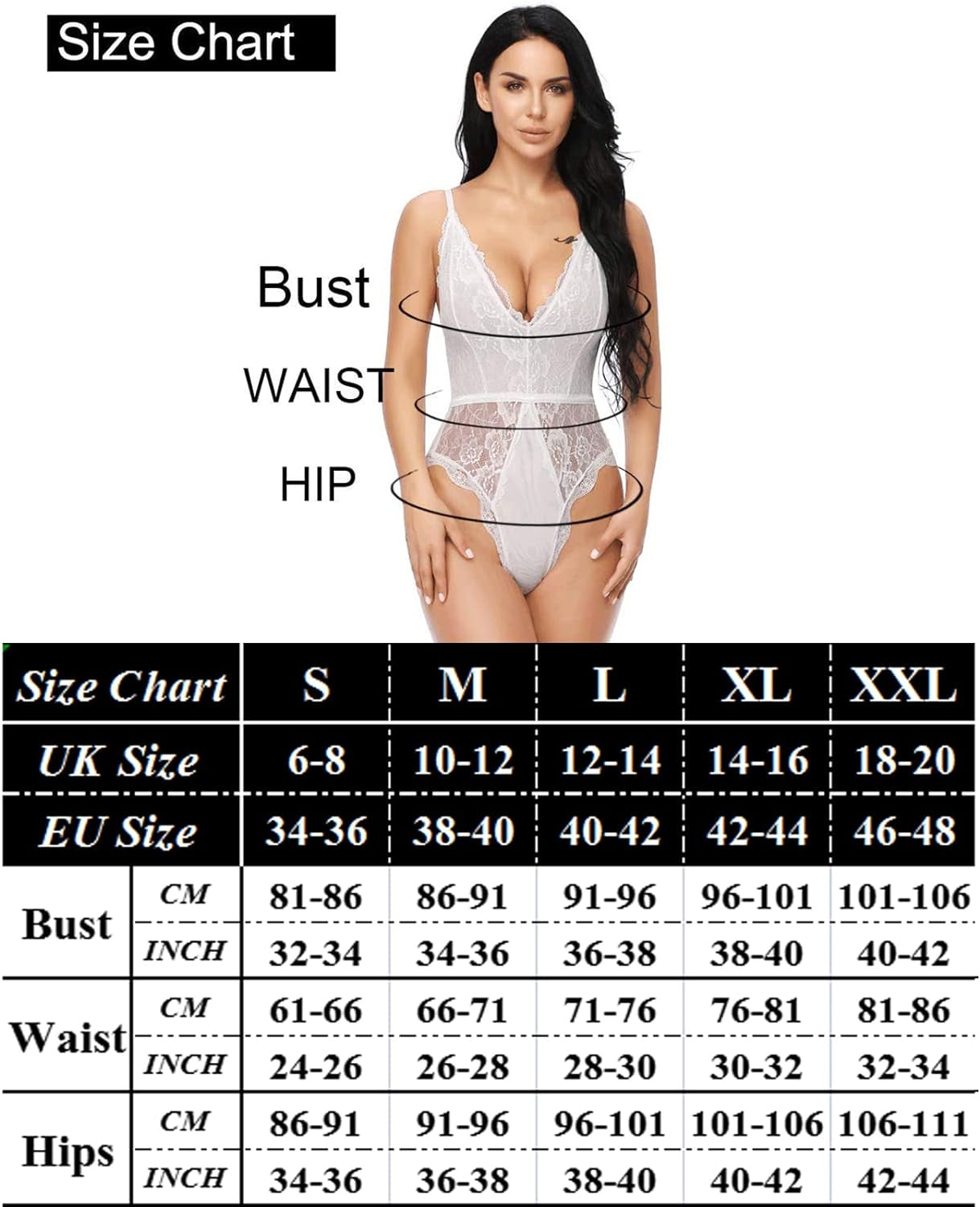 Body Donna Sexy Pizzo Lingerie Teddy Un Pezzo Scollo a V Biancheria Intima Trasparente