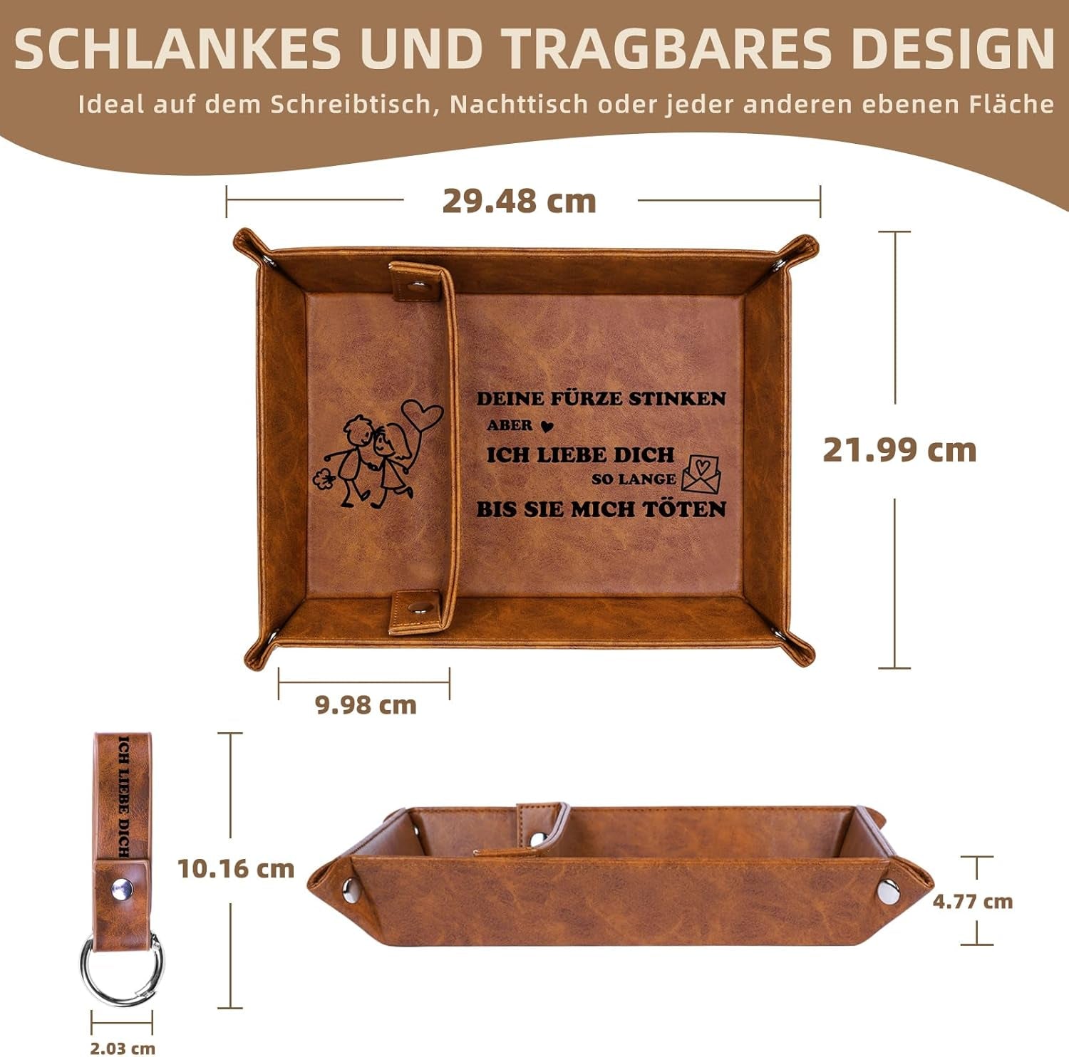 Ich Liebe Dich Partner Regali Für Männer Freund Luhn Weihnachten, Leder Desktop Organizer Organizer Vassoio Vassoio per Marito, Regalo Di Gnomo, Gioielli Chiave Svuotata