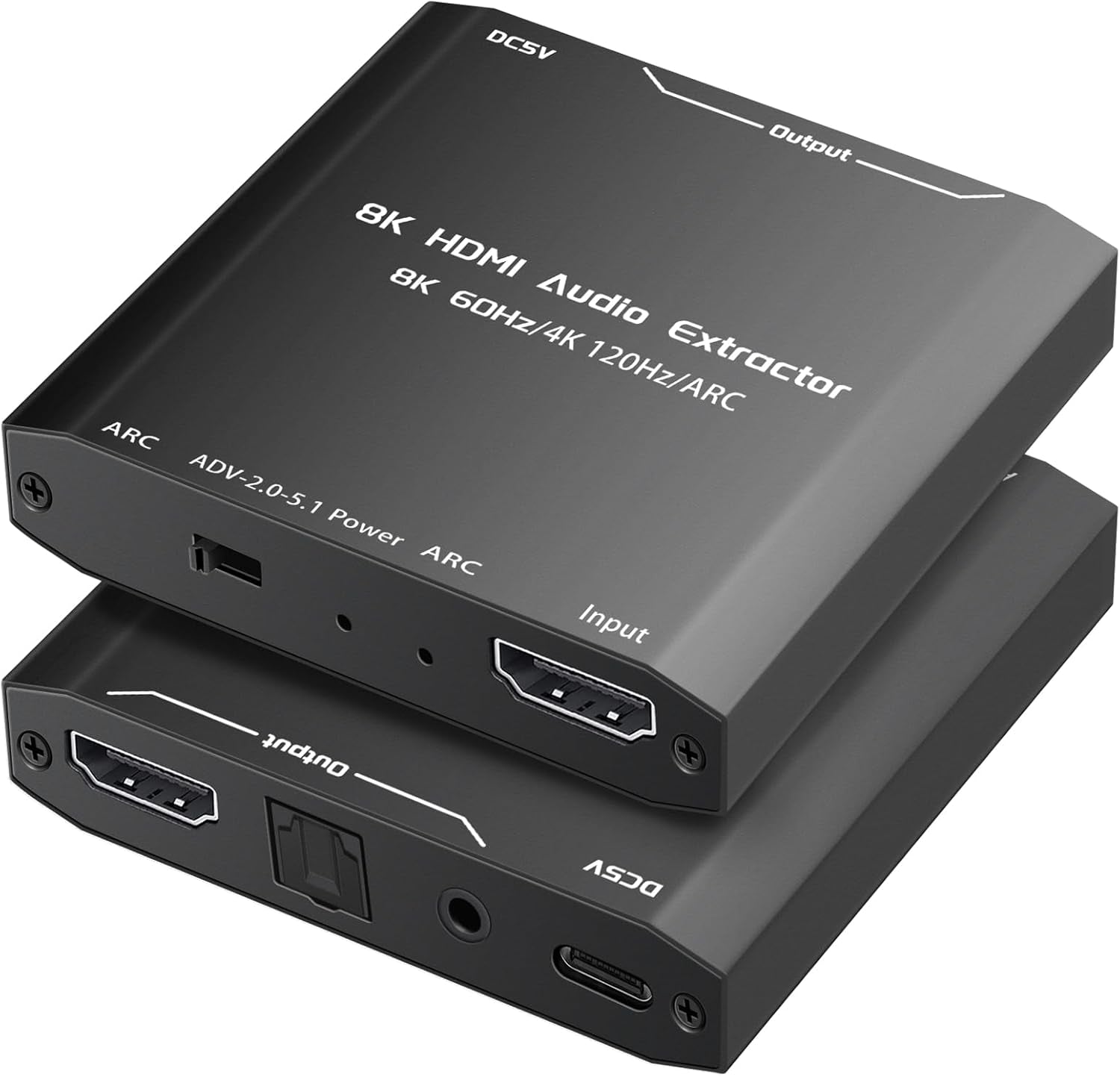 HDMI Audio Extractor, HDMI Splitter Audio Extractor 4K 120Hz, 8K HDMI a HDMI SPDIF 3.5Mm Stereo Converter Audio, HDMI ARC Adattatore Ottico per PS5, Xbox TV Cuffie Soundbar
