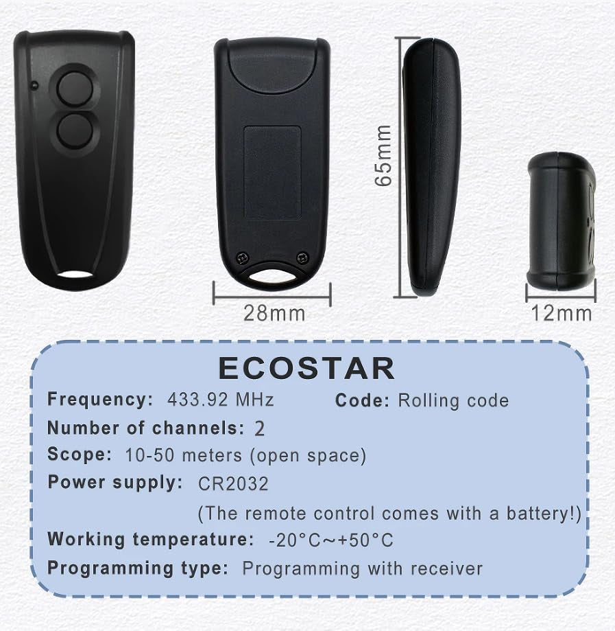 2 Pour 1841026 Keytis - Telecommande NS 2 Canaux 433.42MHZ | Pour Contrôler 2 Moteurs Pour Portails Et Portes De Garage