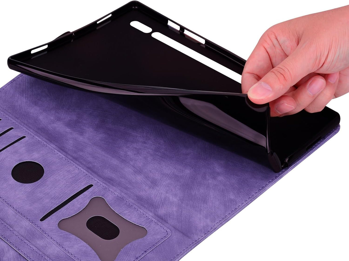 Custodia per Samsung Galaxy Tab S7 FE 12.4 5G/ S8+ plus 5G 2022/ S7+ plus 12.4 Cover in Pelle PU Flip Portafoglio Con Porta Penna Custodia Con Funzione Di Supporto - Viola