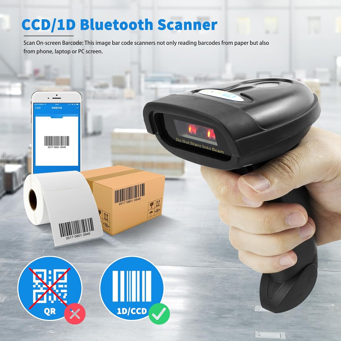 NT-1228BC CCD Scanner Di Codici a Barre Palmare USB Wireless Bluetooth Cablato Imager Di Codici a Barre 1D per Pagamento Mobile Supporto per La Scansione Dello Schermo Del Computer IOS E Android