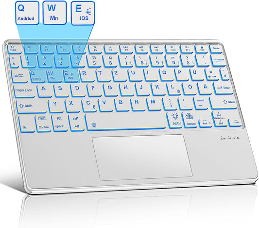 Tastiera Wireless per Tablet Con Touchpad Tedesco – Tastiera Magnetica Ultra Leggera QWERTZ Con Tasti Speciali Ios per Galaxy Tab, Mi Pad, Lenovo, Huaiwei