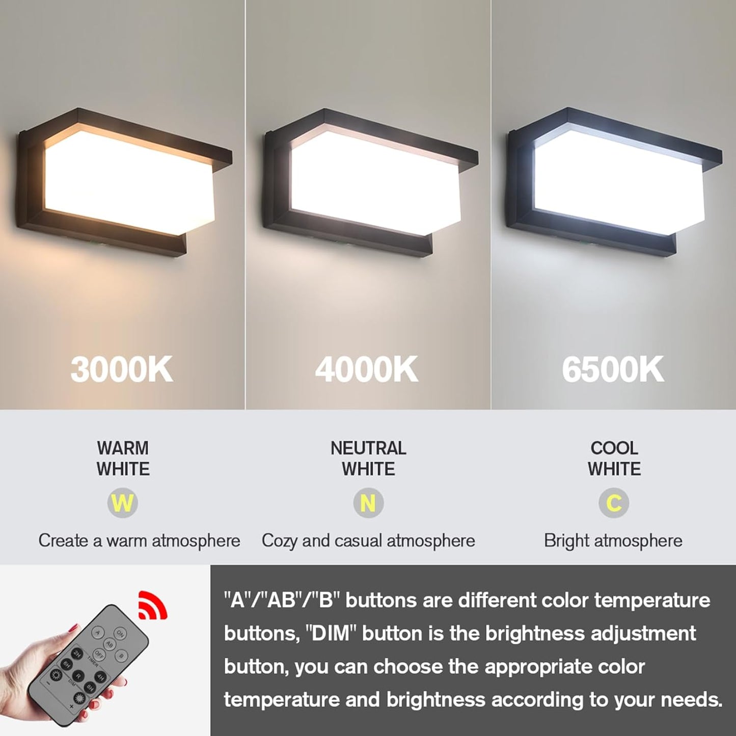 Luce Solare LED Esterno Lampada Solari Luci Esterno Con Sensore Di Movimento Applique IP65 Impermeabile Con Sensore Luce Scura Con Telecomando 3 Modalità Di Illuminazione Luce Regolabile 3 Colori