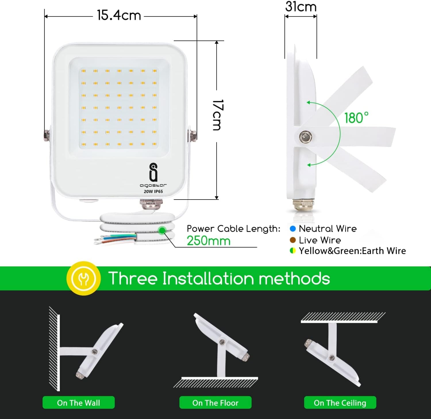 - Faretto LED per Esterni Da 30W 2700Lm, IP65 Impermeabile, Luce Di Sicurezza Impermeabile, Bianco Naturale 4000K Faretto LED Da Giardino, Cortili, Garage, Parchi, Ecc.