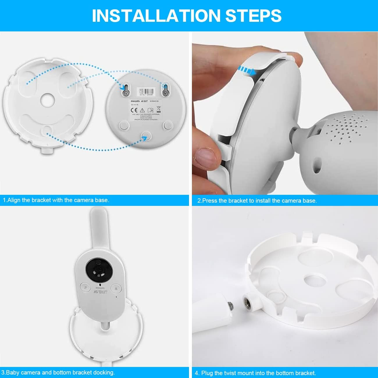 Philips Avent, Supporto per Monitor per Baby Monitor per Philips Avent, Supporto Multifunzione Flessibile per Monitor Video Philips Avent, Video, Baby Monitor