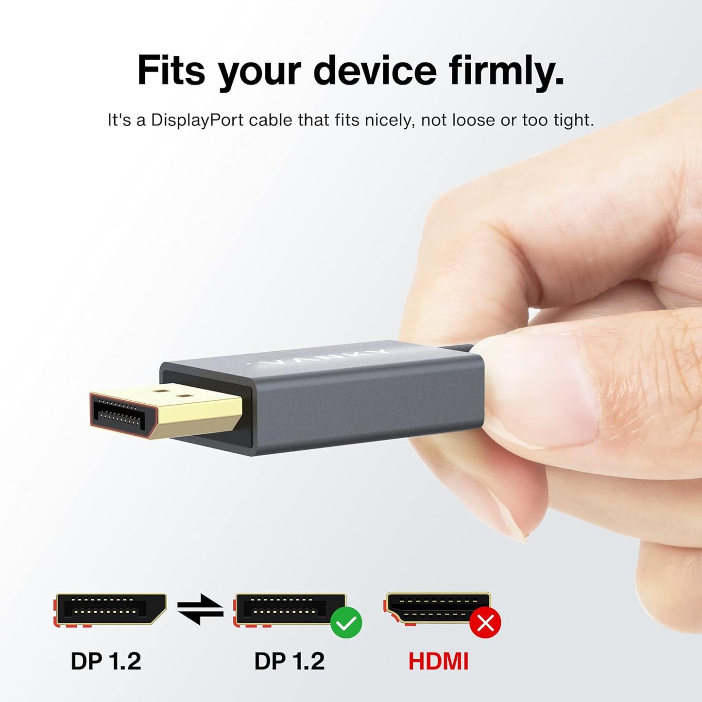 Cavo Displayport a Displayport - Cavo DP a DP Nylon Intrecciato [2K@165Hz, 2K@144Hz, 4K@60Hz] Cavo per Monitor, Display Port Alta Velocità, 3M/6Ft