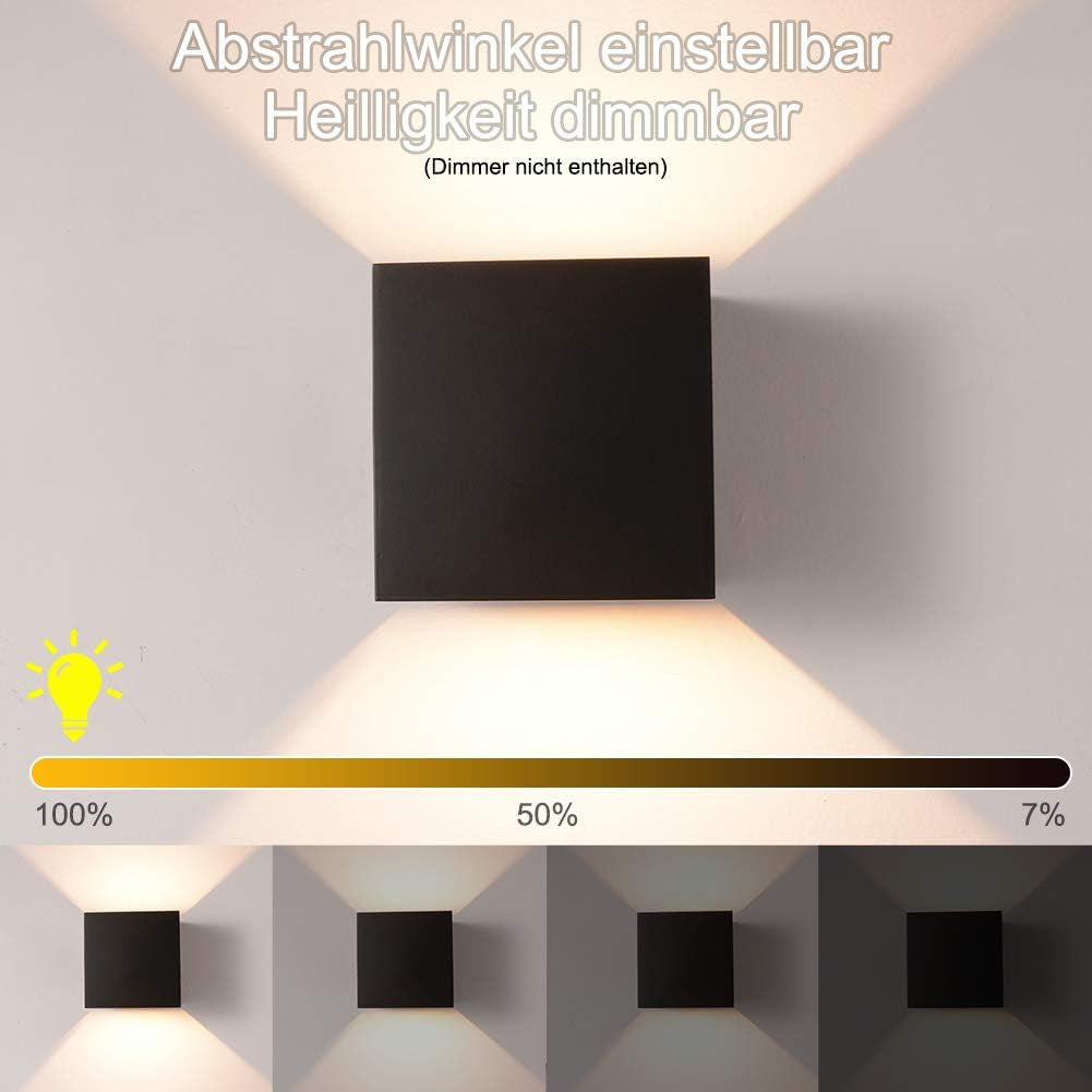 WZOED - Lampada Da Parete a Intensità Variabile, 12 W, per Interni, Impermeabile, Con Angolo Di Irradiazione Regolabile, IP65, Illuminazione a LED per Interni Ed Esterni