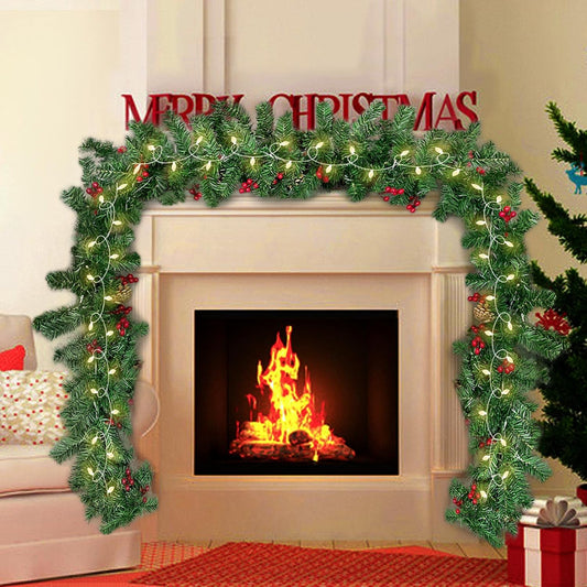 Ghirlanda Natalizia Con Luci 270CM Ghirlanda Natalizia Scale Lunga Luce a Led,Ghirlande Artificiali Natale per Camino Scale Porte Albero Decorazione per Feste Di Natale