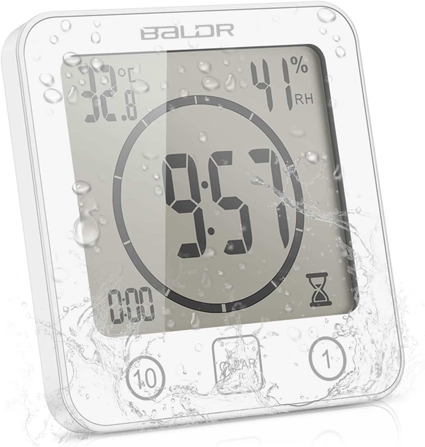 Orologio Da Bagno,Lgrometro Termometro Digitale,Monitor Umidità Da Interno,Stazione Meteo Con Espressione Facciale per Stanza Da Bambino LCD Touch Control Timer Allarme per Cucina Bagno