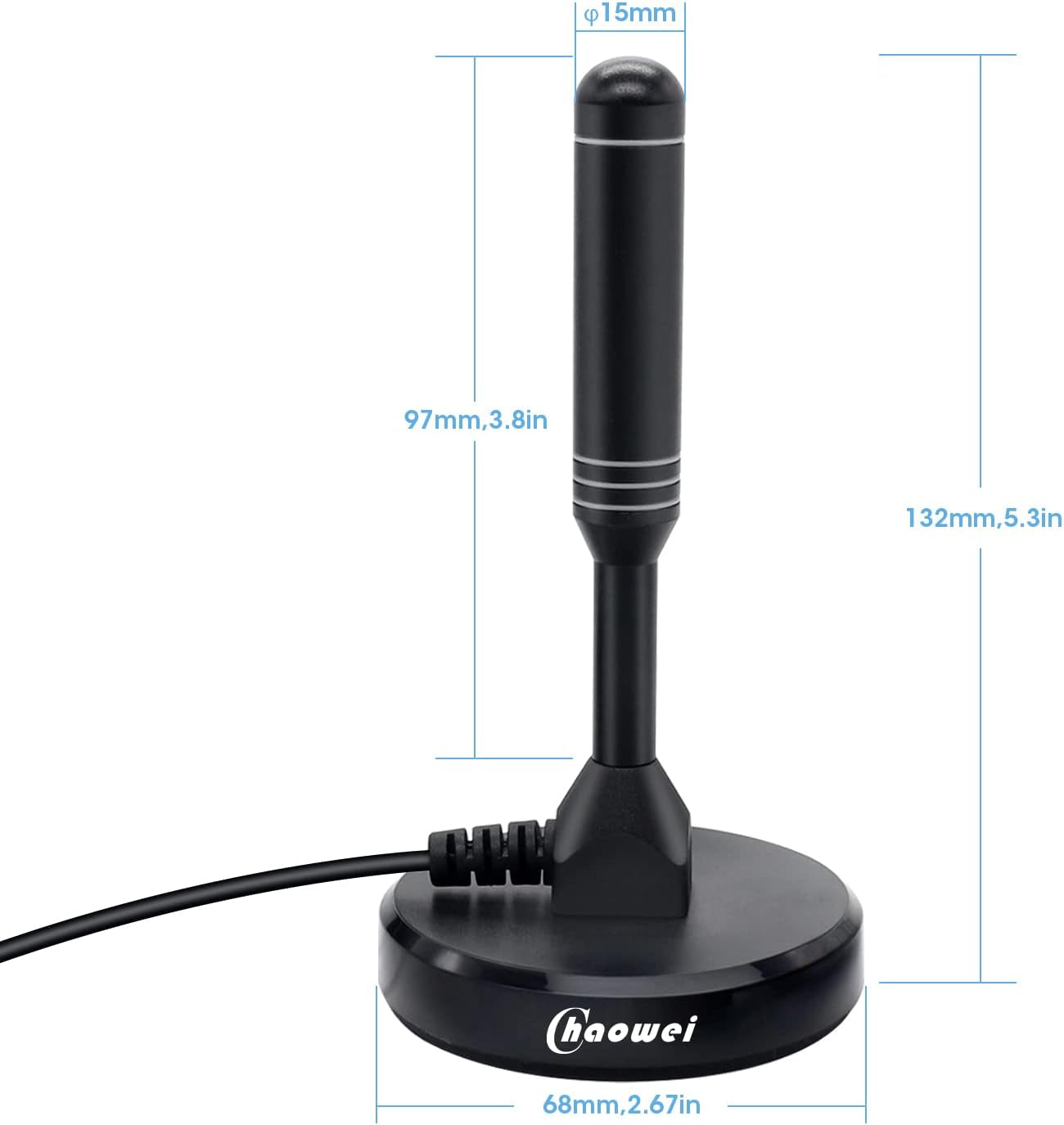 -Antenna TV Portatile Amplificata Interna a 120 Miglia Antenna a Base Magnetica Con Amplificatore Di Segnale per Canali Gratuiti 4K 1080P VHF UHF/DVB-T2, Cavo Coassiale 2M