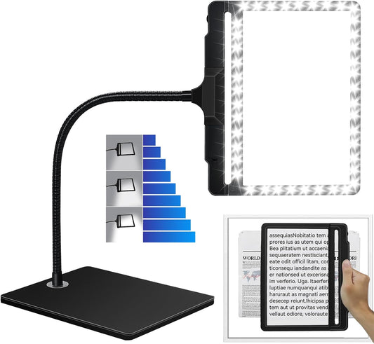 2 in 1 Lente D'Ingrandimento Con Luce E Supporto, Lampada Da Scrivania a Collo D'Oca Flessibile a 42 LED, 5X Lente D'Ingrandimento Staccabile a Luminosità Regolabile per Lettura E Artigianato