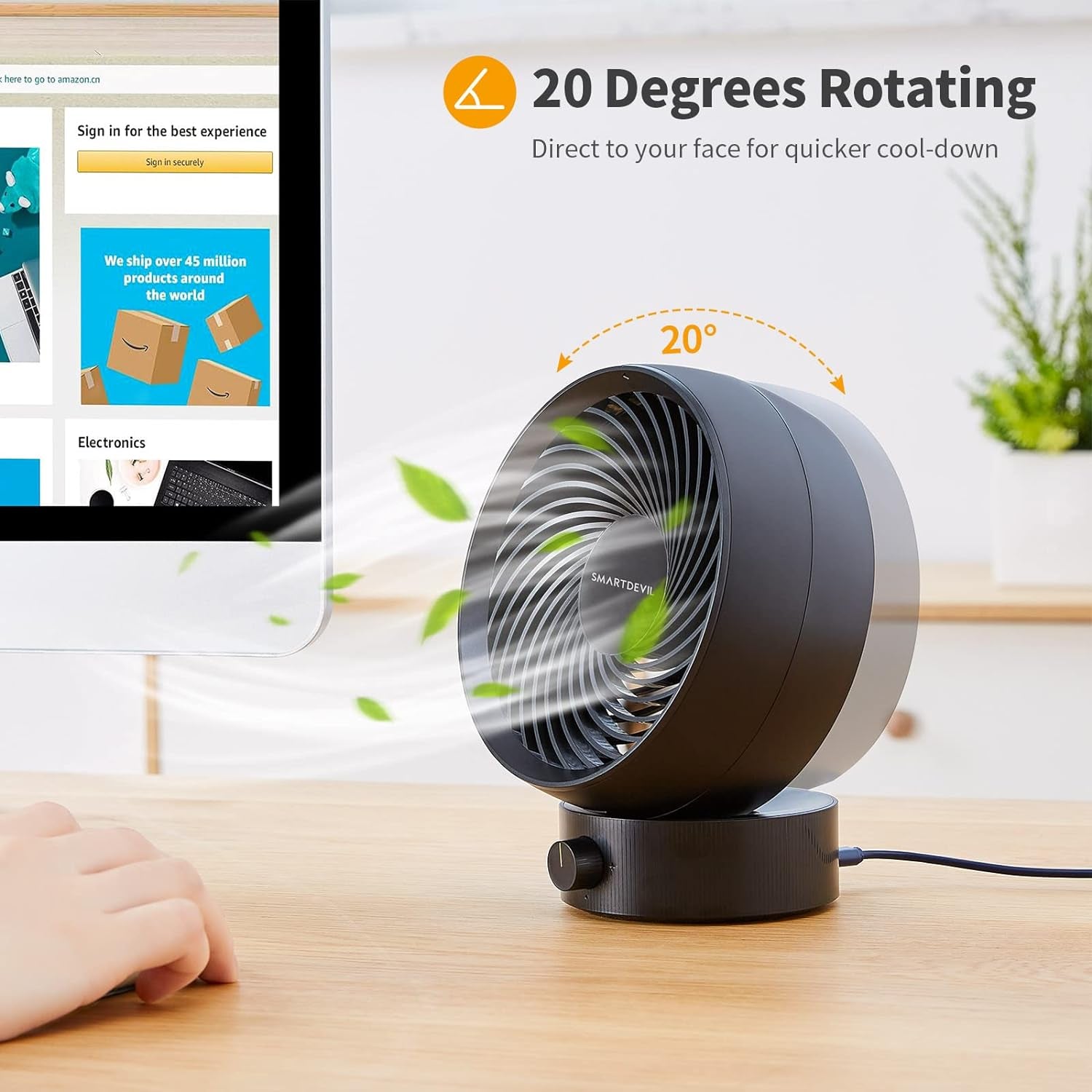 Ventilatore Usb,Ventilatori Da Tavolo Mini USB Ventilatore Silenzioso 180 Tipi Di Velocità Del Vento, Portatile Del Può Regolare Su E Giù 20°, per Scrivania/Casa/Viaggiare-Nero