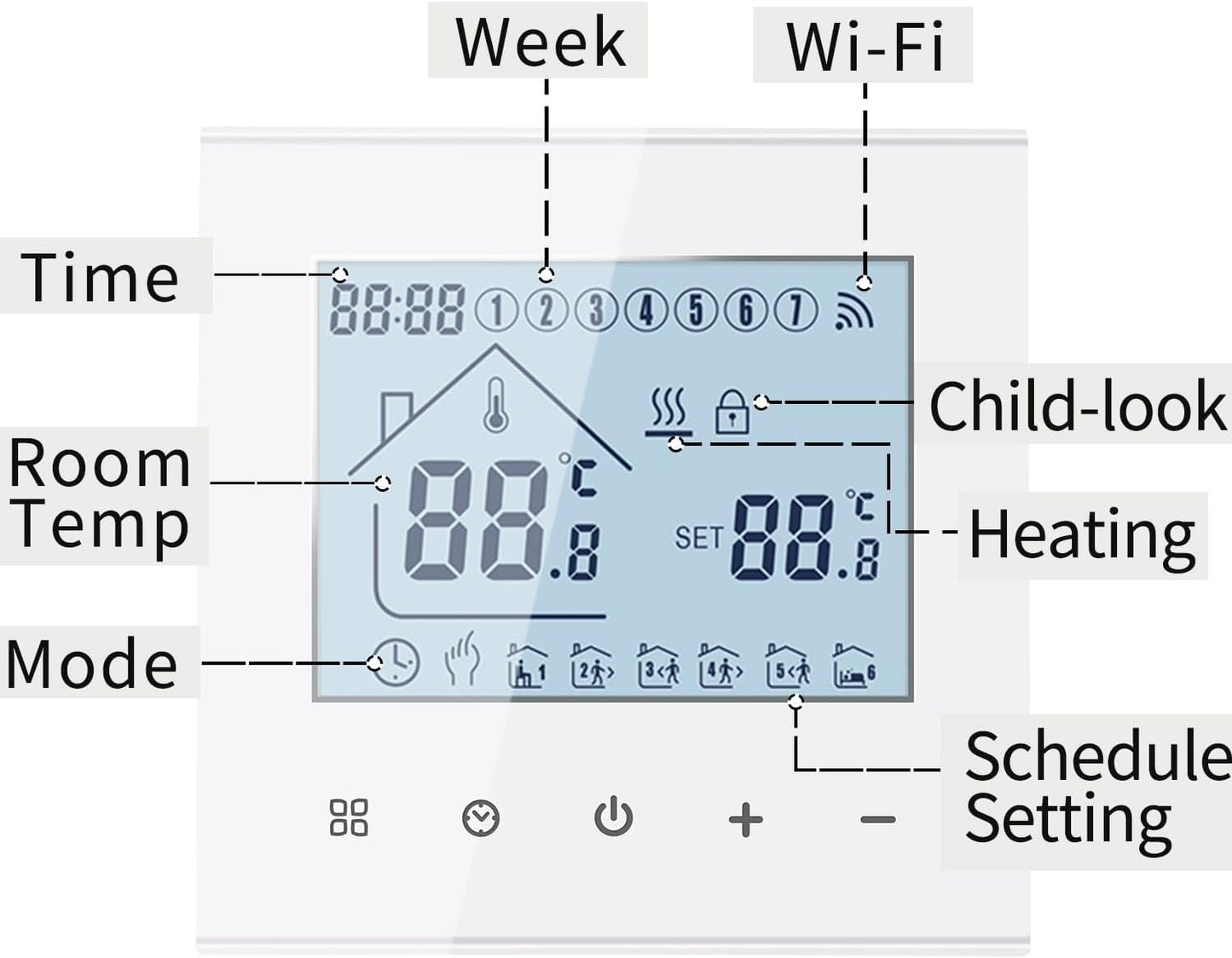 Termostato Wifi per Caldaia a Gas/Riscaldamento Ad Acqua,Termostato Wi-Fi Schermo LCD Touch Button Retroilluminato Programmabile Con Alexa Google Home E Telefono App (Aggiornato)