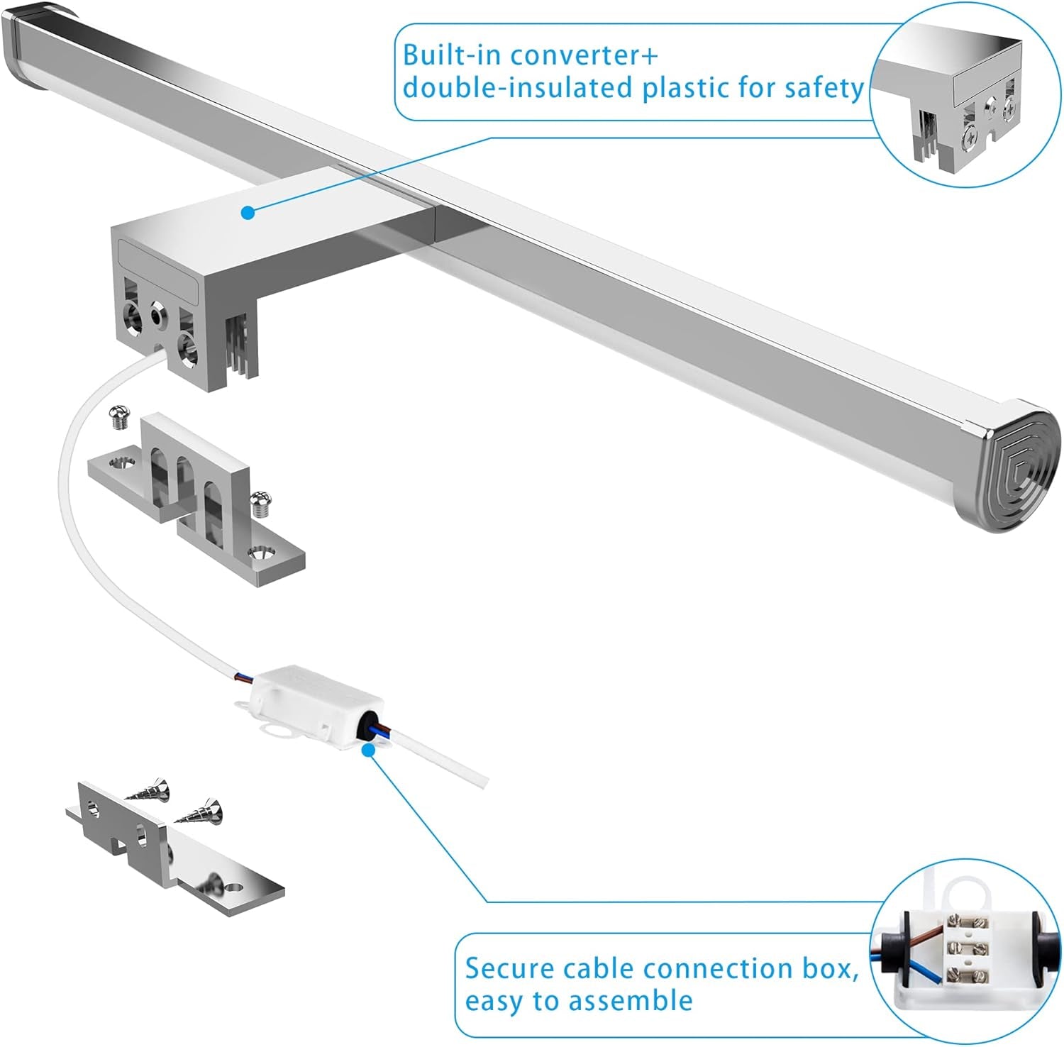 Lampada Da Specchio a LED 40Cm 10W 1200Lm,Luce Specchio Bagno Super Luminosa Bianca Neutra 4000K,Impermeabile Ip44,Applique Specchio Bagno No Strobo 230V,Classe Ii(Senza Interruttore)