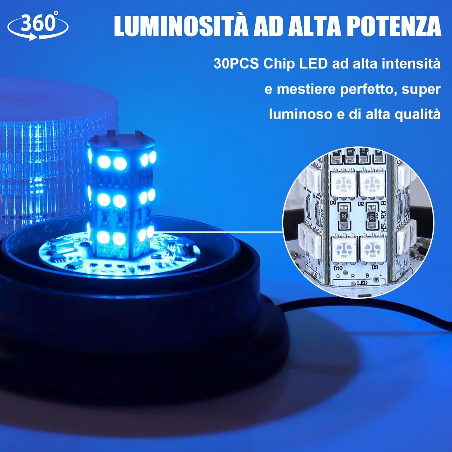 Luce Stroboscopica LED 8 Colori 12V Luce Segnalazione a Rotazione Regolabile Di Emergenza per Veicolo