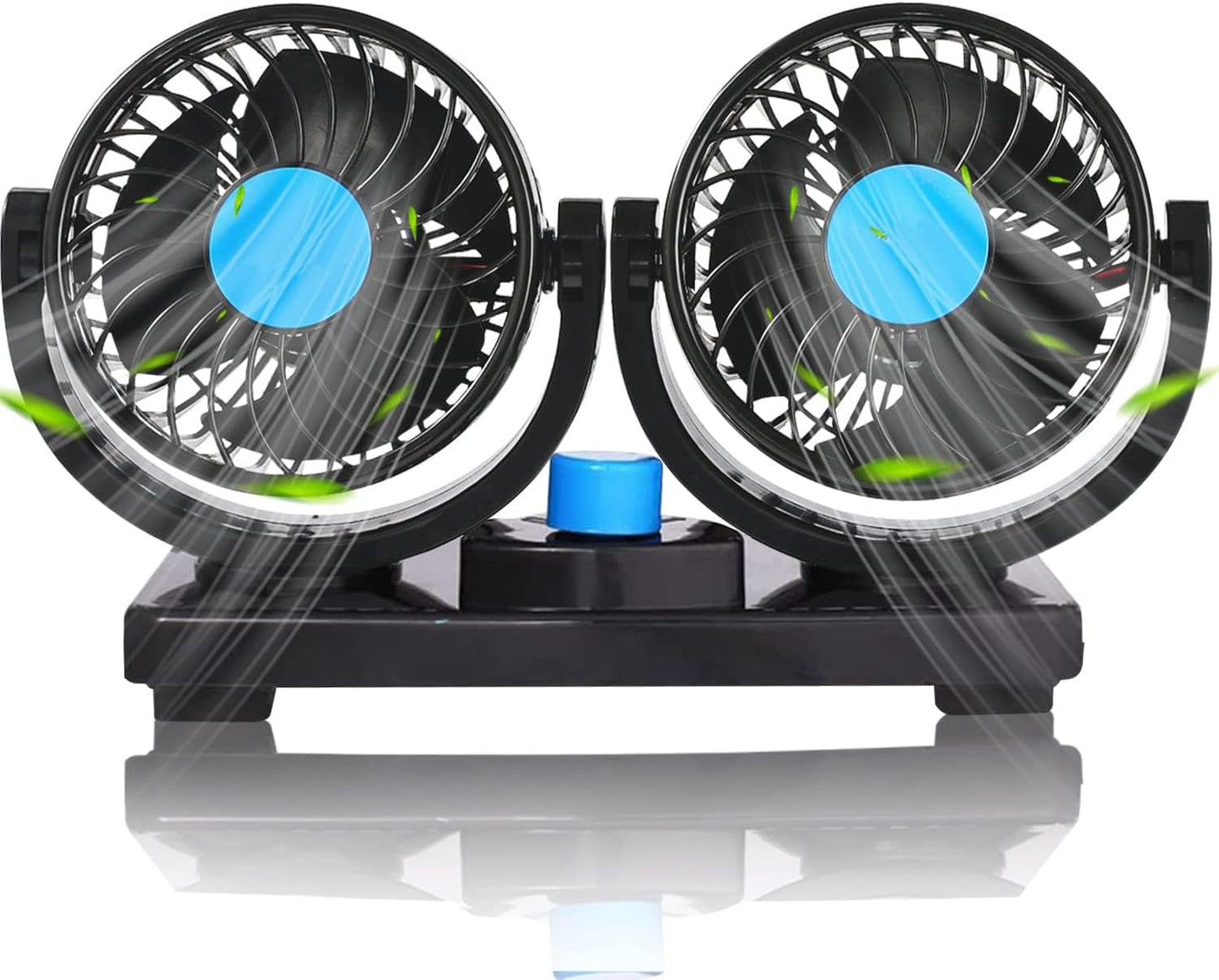 Ventilatore Auto Doppia Testa Refrigeranti 12V, Basso Rumore Ventilatore Elettrico a 2 Velocità & Rotante a 360°, 4" Aria Di Raffreddamento Estiva per Camion, Barche, SUV, Camper