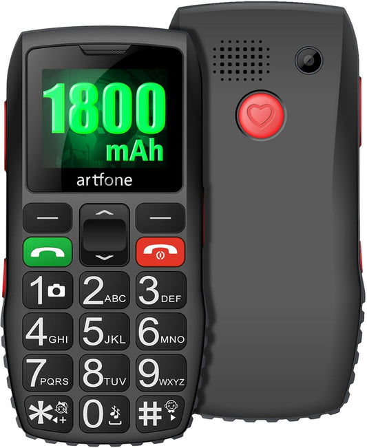 C1 Telefono Cellulare Anziani, Pulsanti Grandi, Volume Grande, Funzione Sos,Nero