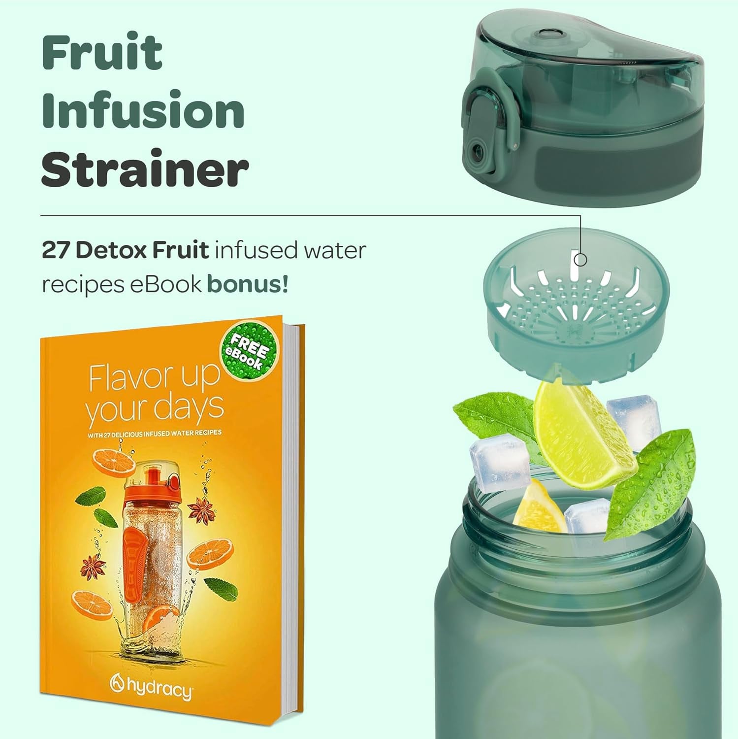 Borraccia Motivazionale Con Indicatore Di Orari - 1 L Borraccia Palestra Senza BPA - a Prova Di Perdite E anti Condensa - Borraccia Colino per Infusione Di Frutta