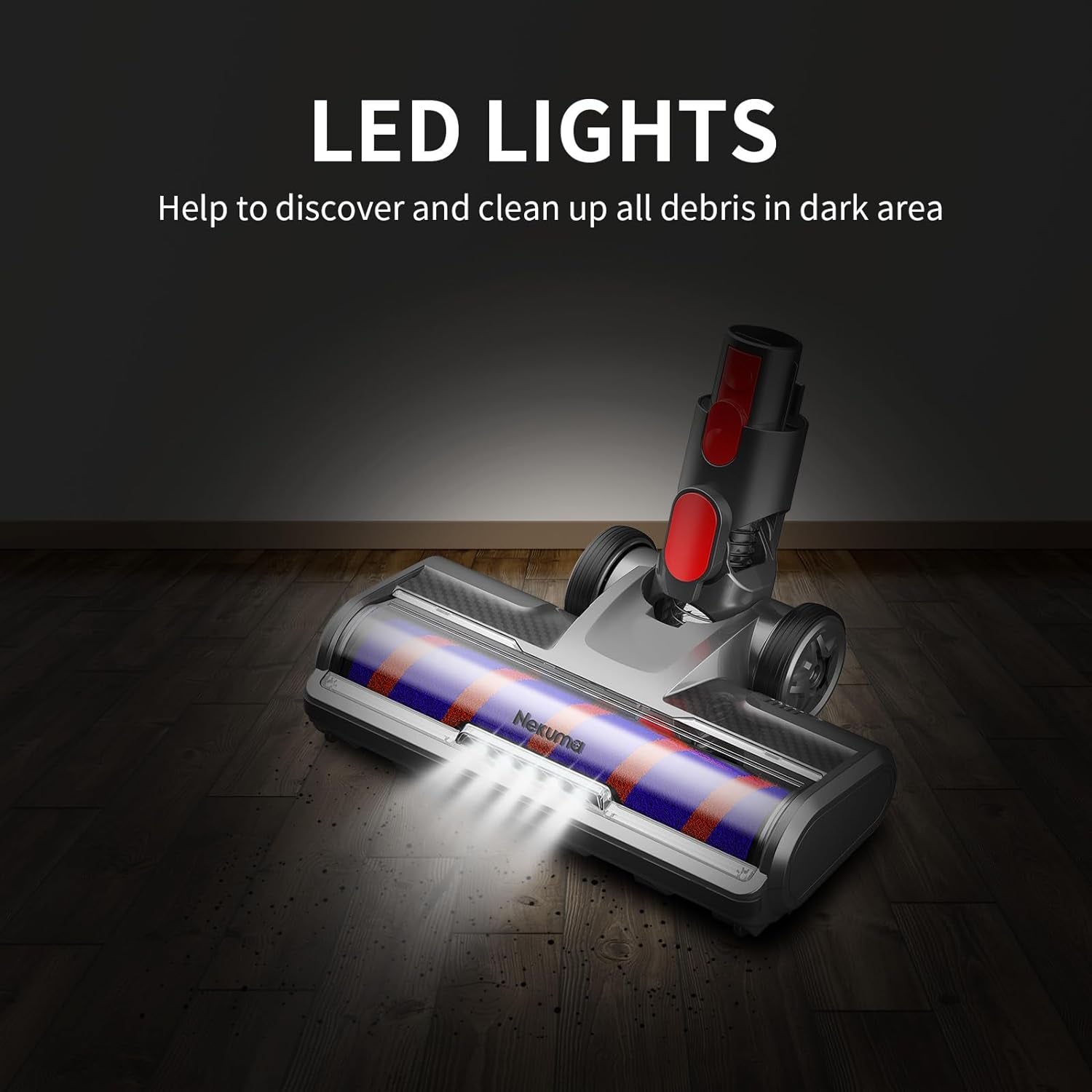 Testina Di Ricambio per Aspirapolvere Compatibile Con Dyson V7 V8 V10 V11 V15 - Spazzola a Rullo Morbido per Pavimenti Duri Con Luci LED