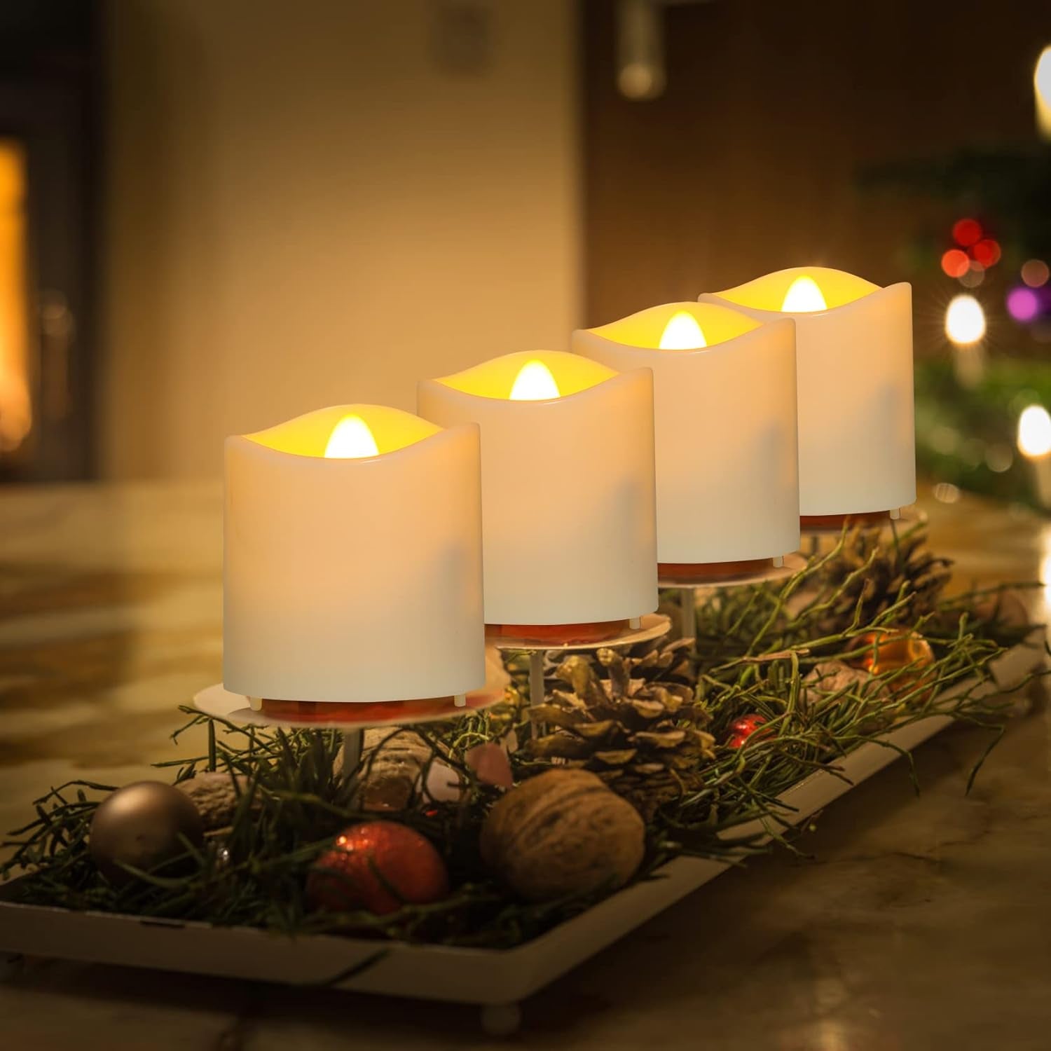 6 Candele LED Ricaricabili Con Funzione Timer, Telecomando, Fiamma Tremolante Elettrica Con Cavo Di Alimentazione per Soggiorno, Halloween, Natale, Matrimoni, Feste, Decorazioni