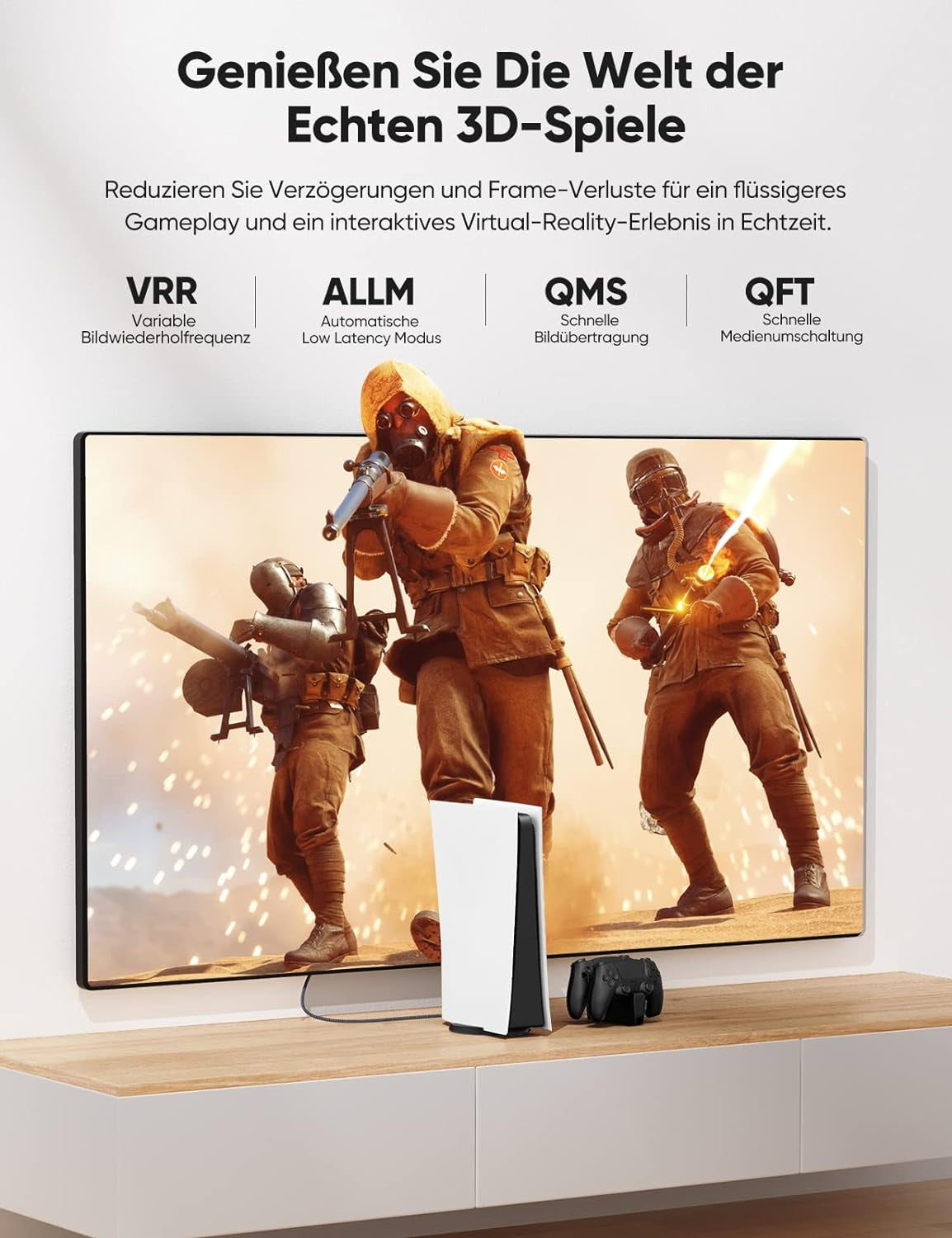 Cavo HDMI 2.1 Super Lungo Da 15 M, 8 K,  48 Gbps 8 K @60 Hz HDMI 2.1 4 K @ 120Hz 7680P, per Console PS5, DTS: X, HDCP 2.2 & 2.3, HDR 10, Earc, Compatibile Con PS5/4/3 X-BOX HDTV