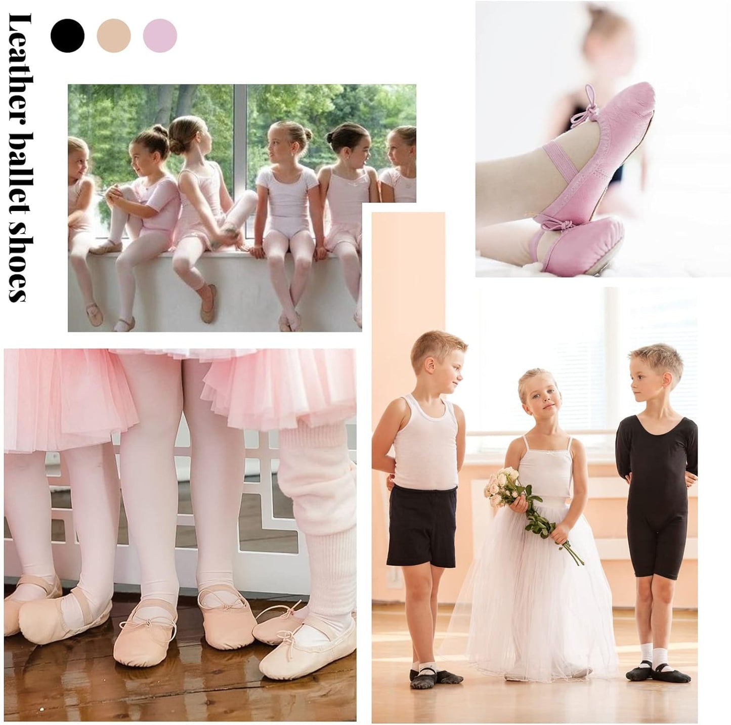 Scarpette Danza Classica Bambina Donna PU Pelle Scarpe Danza Ballo Suola Intera Scarpe Da Ballerina