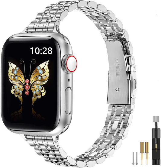 Fascia Sottile Compatibile Con Il Bracciale Apple Watch 38 Mm 40 Mm 41 Mm 42 Mm 44 Mm 45 Mm, Sottile Fascia a Catena in Metallo in Acciaio Inox per Iwatch Da Donna Serie 8 7 6 5 4 3 2 1 SE