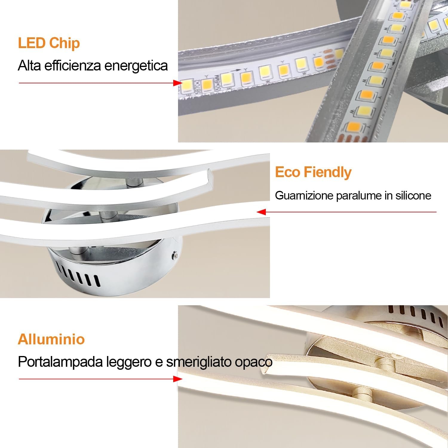 Lampada Soffitto Con Telecomando, 22W Plafoniera LED Dimmerabile, 2200LM Moderno Cromato Parallele Lampadario, per Soggiorno, Camera Da Letto Cucina, Sala Da Pranzo