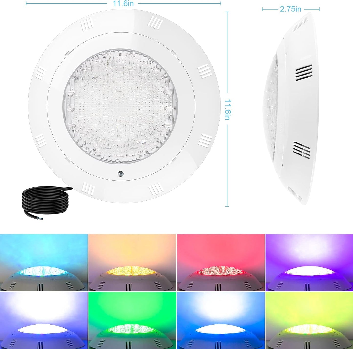 38W Luci Da Piscina PAR56 Impermeabile IP68 Luce per Piscina RGB 12V DC/AC Luci per Piscina LED Con Telecomando 5 Colori Regolabili 12 Modalità Di Illuminazione Faretto per Piscina