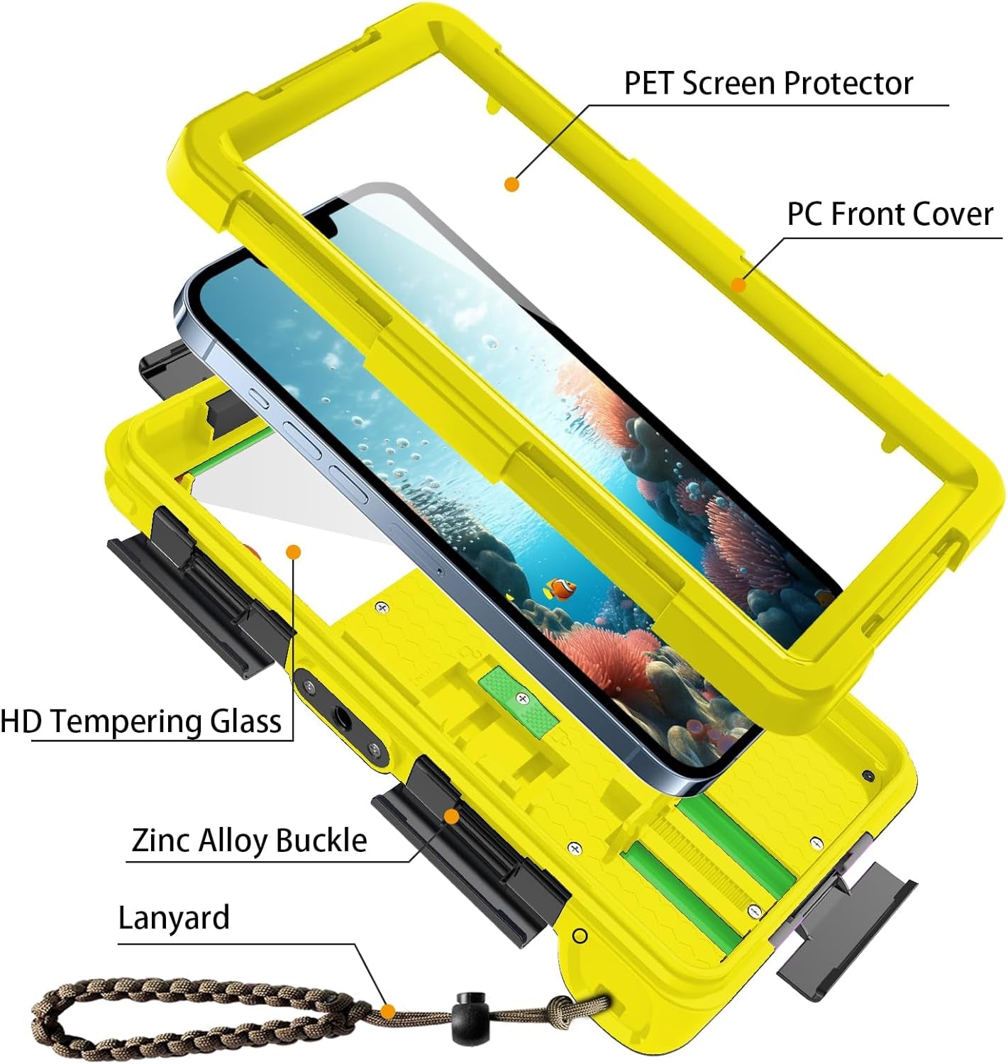 Custodia Impermeabile IPX8 Impermeabile Profonda 15 M Universale Immersioni Professionali per Cellulare Subacqueo Custodia per Iphone Samsung Huawei Xiaomi