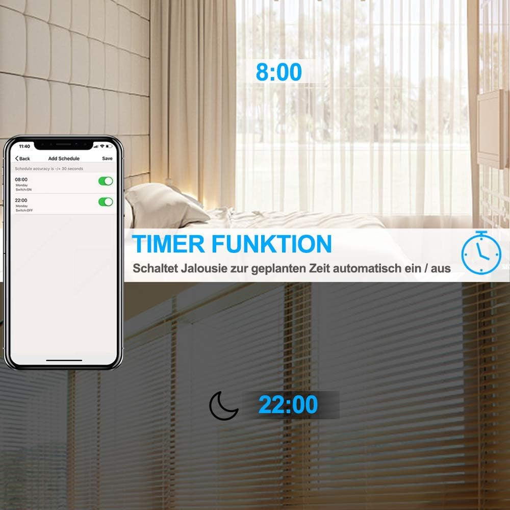 Interruttore per Tapparelle Wifi, Con Telecomando RF, Timer, Timer per Motore per Tapparelle, Compatibile Con Google Home/Smart Life