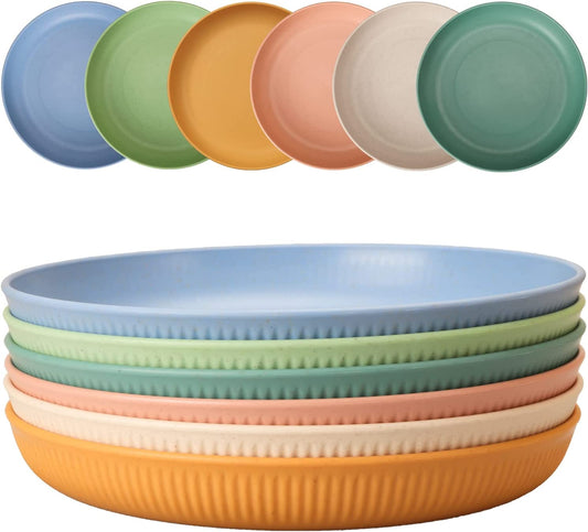 Set Di Piatti Infrangibili Da 6 Pezzi, Piatti Da Picnic in Plastica, Piatti Da Campeggio Da 9 Inch/22.5Cm per Insalata, Pasta, Feste, Casa, Ufficio, Microonde E Lavabili in Lavastoviglie