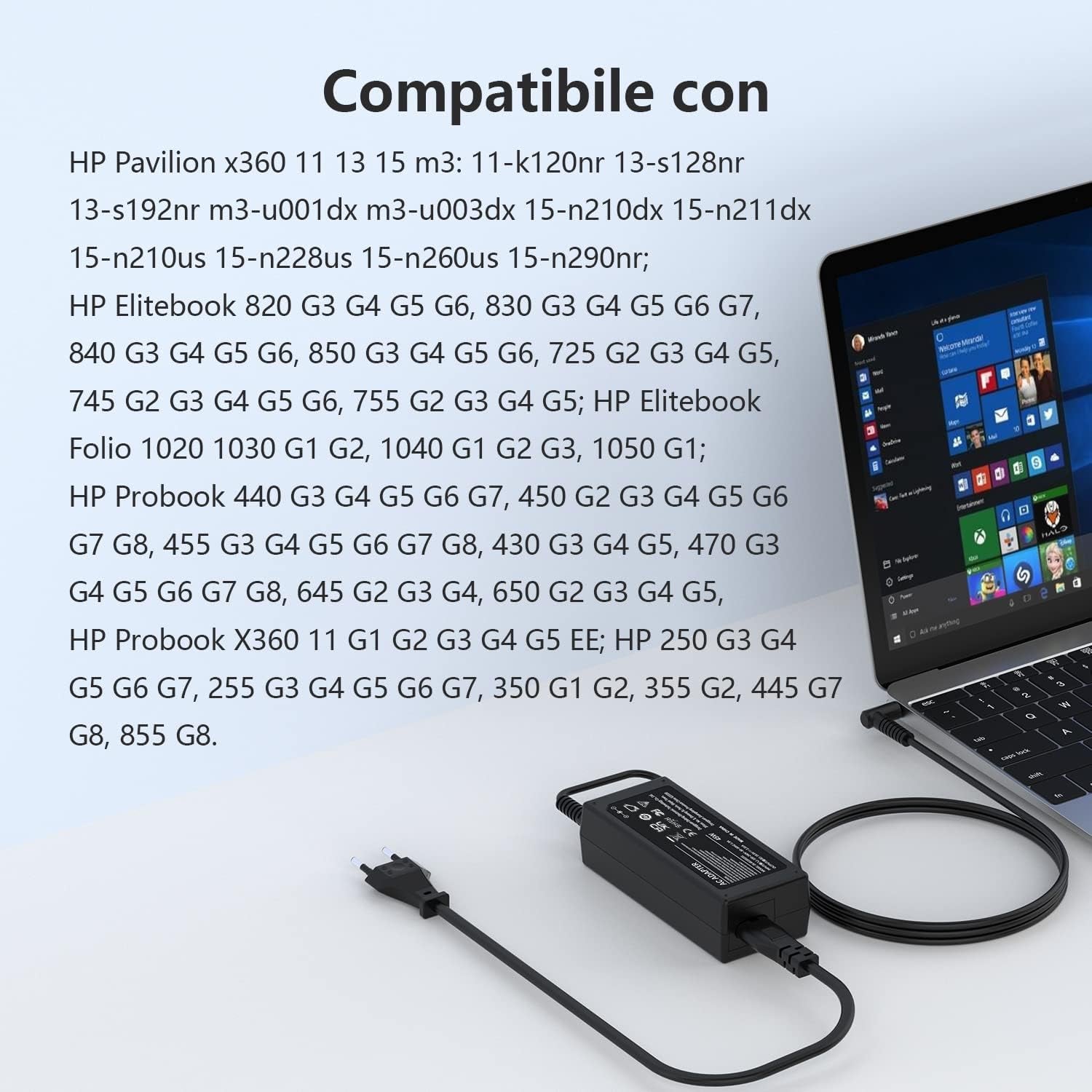 Caricatore, Alimentatore Computer Portatile, 45W 19.5V 2.31A per HP Stream, Pavilion, Elitebook 830 840 850, Probook 430 440 450, 240 250 PC Adattatore Notebook Caricabatterie 4.5*3Mm