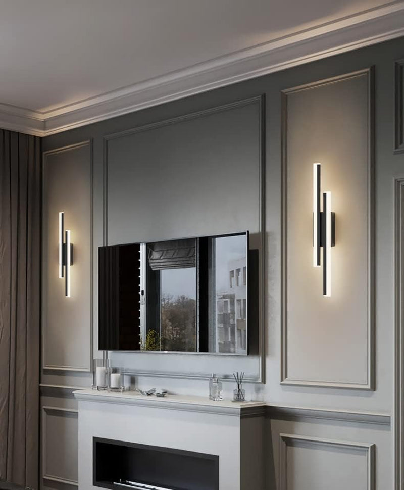 Applique Da Parete Interno, Moderno Lungo Lampada Da Parete LED 16W 1800LM, LED Lampada a Muro in Acrilico per Soggiorno, Camera Da Letto, Scala, 3000K Bianca Calda, Nero