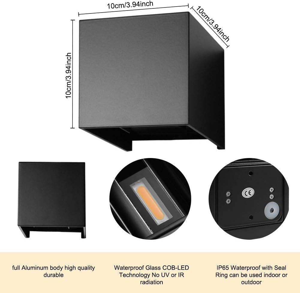 WZOED - Lampada Da Parete a Intensità Variabile, 12 W, per Interni, Impermeabile, Con Angolo Di Irradiazione Regolabile, IP65, Illuminazione a LED per Interni Ed Esterni