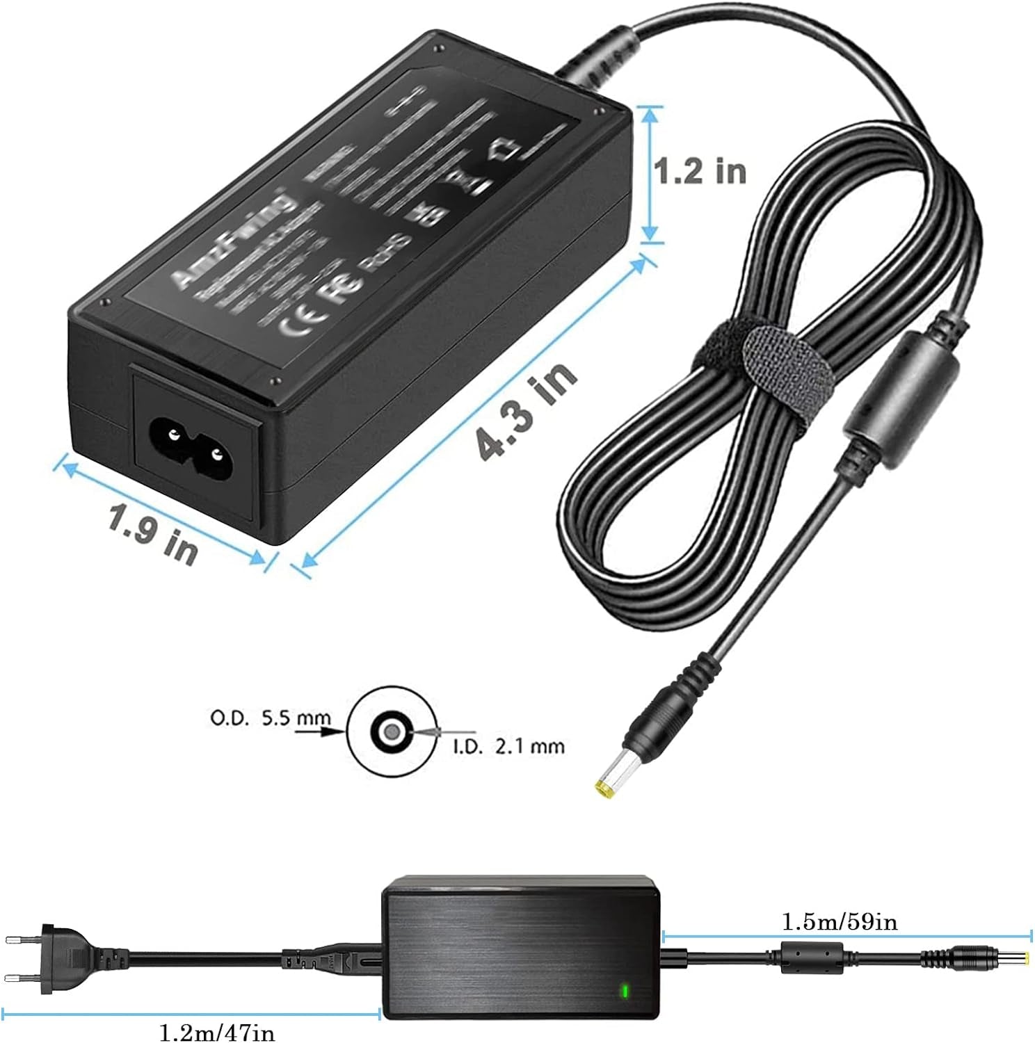 Alimentatore 24V Trasformatore Adattatore Di Alimentazione CA CC 2,5A, Compatibile Con Telecamera CCTV 24Volt 2Amp 1,5A 1A, Stampante, Monitor LCD LED.
