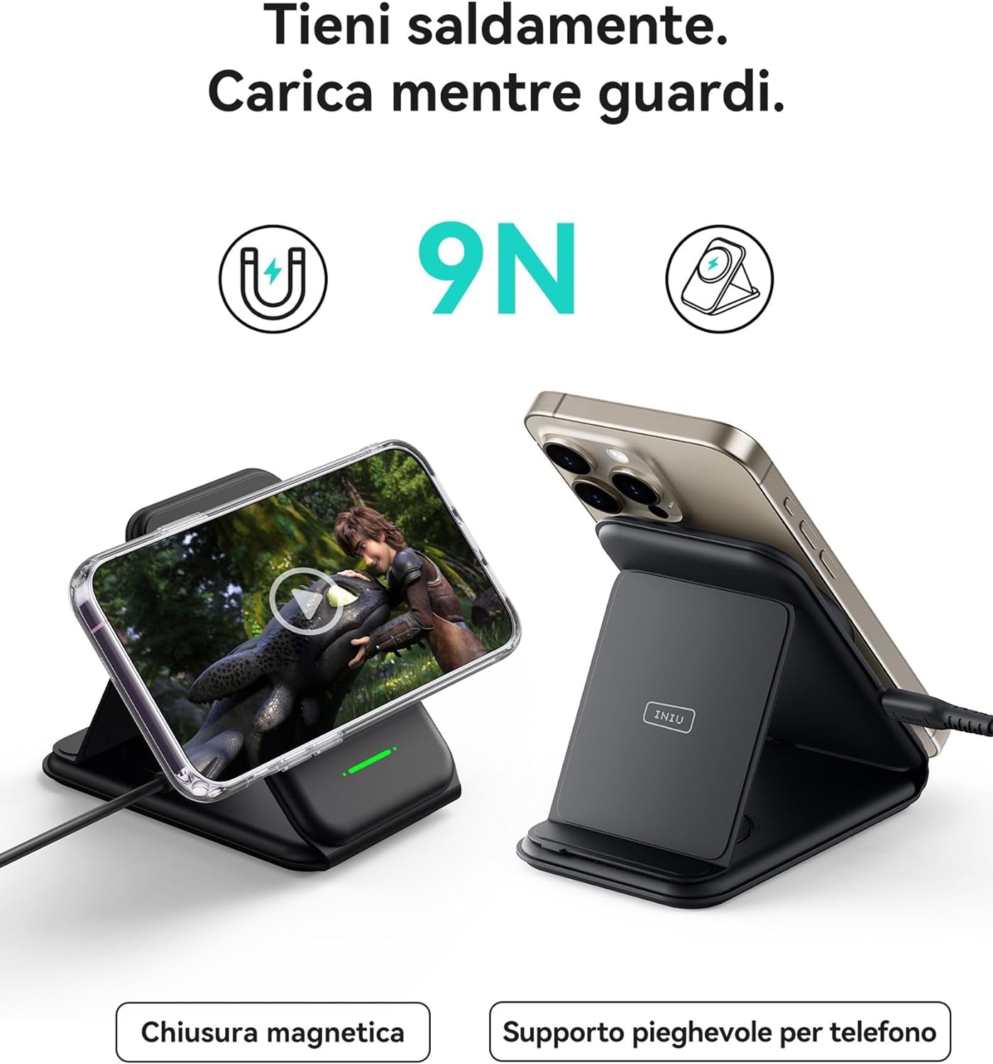 Caricatore Wireless Iphone, Magsafe 3 in 1 Base Ricarica Certificato Qi, Da Viaggio Caricabatterie Wireless Universale per Iphone 15 14 13 12 plus Apple Watch 8 7 6 Ultra Airpods 3 2 Pro Ecc.