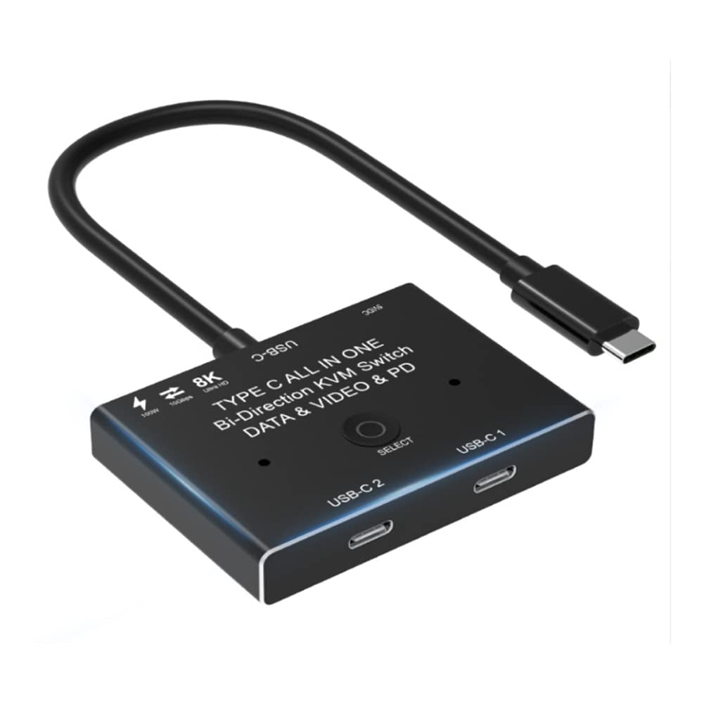 Switch USB KVM USB C, Commutatore a Due Vie, 1 X 2/2 X 1 USB 3.1, Splitter Dati Video 8 K @30 Hz PD 100 W per PC Monitor Cellulare