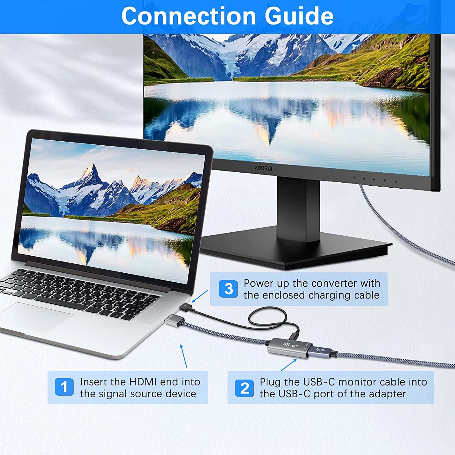 Adattatore Cavo HDMI Maschio a USB-C Femmina Con Cavo USB C,Attrezzature per Macchine Nreal Air Ar,Adattatore Thunderbolt 3 4K 60Hz per Macbook Pro,Mac Air,Microsoft Surface