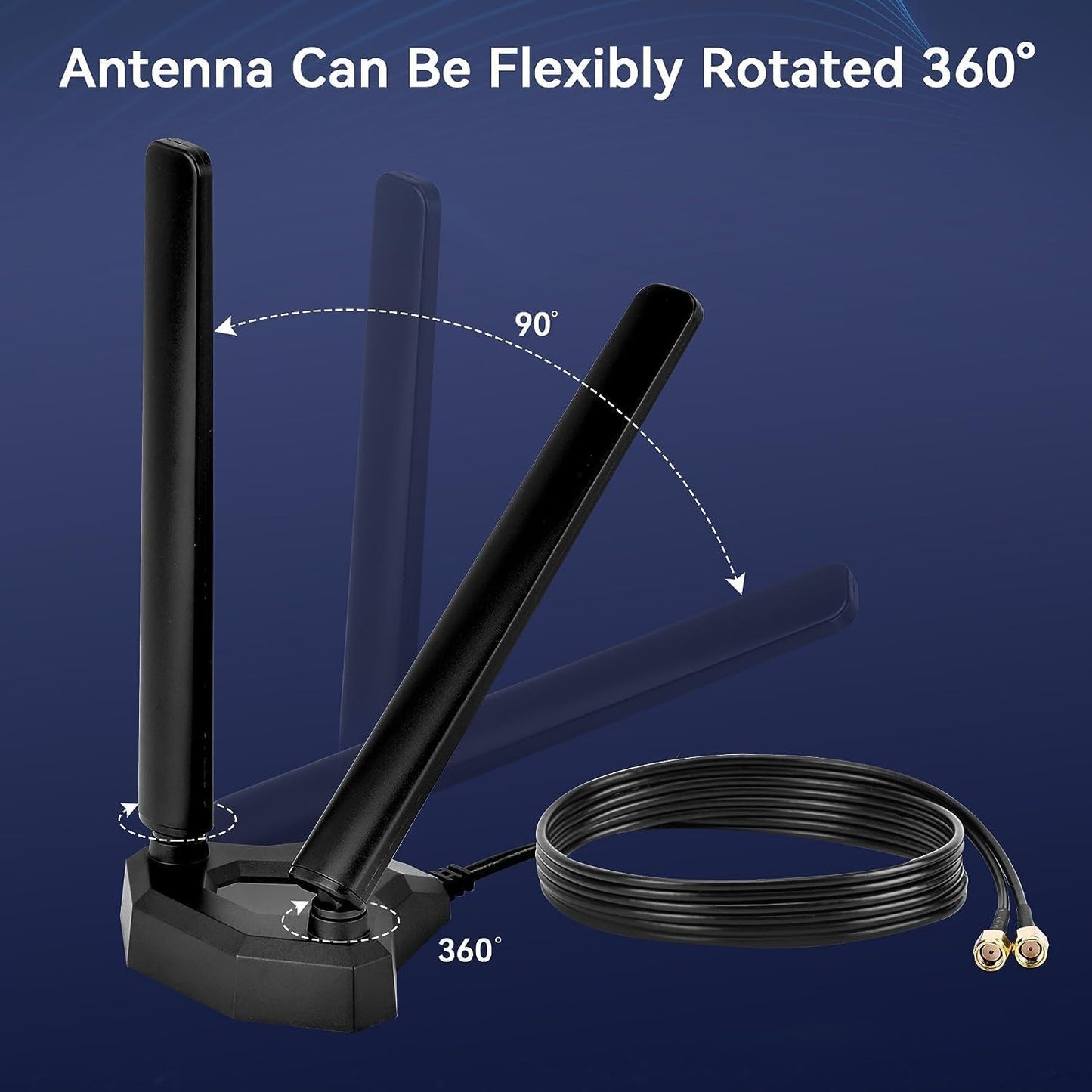 Tri Band Wifi 6E Antenna 8Dbi 2,4 Ghz 5,8 Ghz 6 Ghz Antenna WLAN Con Base Magnetica RP-SMA Maschio Antenna Interna Compatibile Conrouter Wifi Bluetooth Telecamera Di Sicurezza Wi-Fi