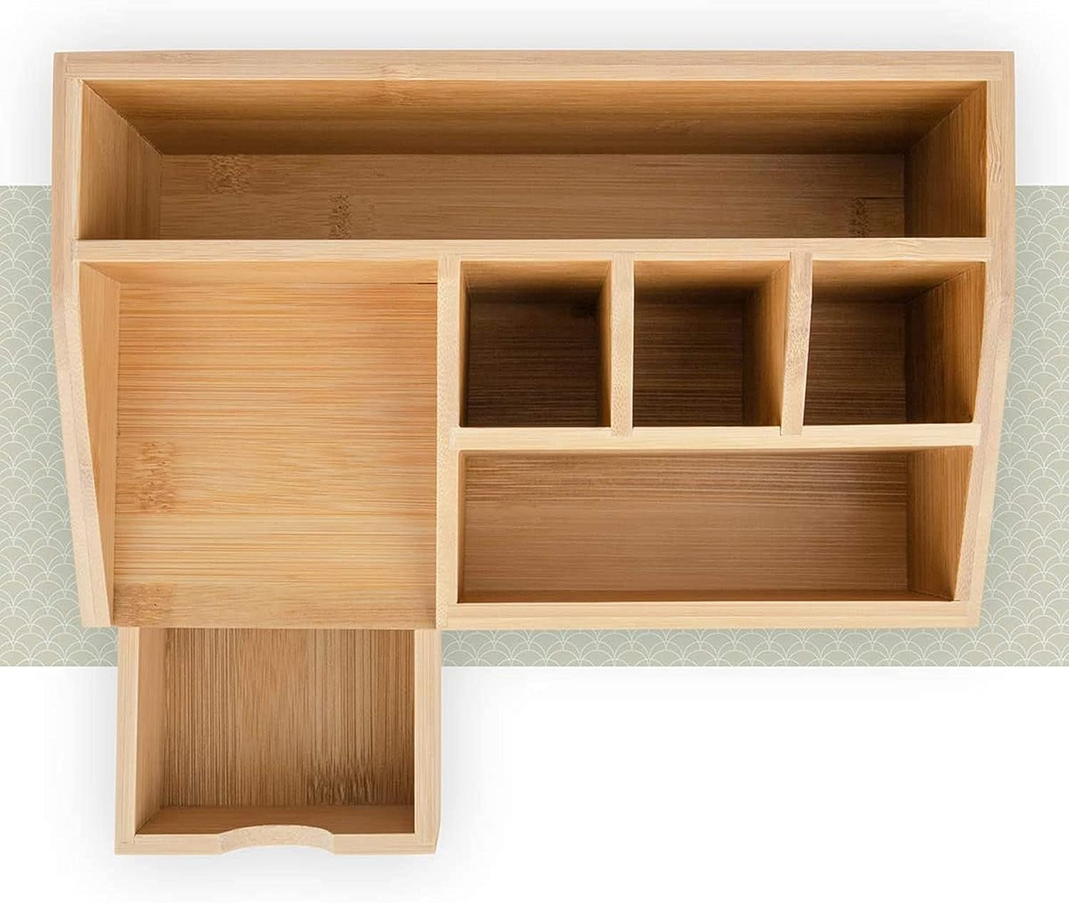 | Organizer Scrivania Bamboo – Portaoggetti Multifunzionale Ed Elegante Con Più Scomparti – Disponibile in 3 Dimensioni – Realizzato in Legno Di Bambù – Dimensioni 11X24X25 Cm